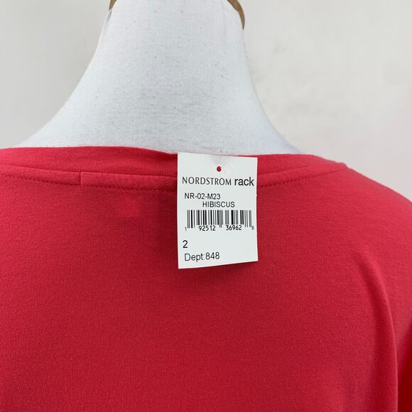 Sundry Dropped Shoulder Basic Tee Womens 2 Hibiscus Raw Hem Long Sleeve Shirt - Picture 6 of 10